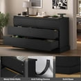 thumbnail image 5 of 6 Drawer Double Dresser Wooden Chest of Drawers Large Storage Cabinet for Bedroom Living Room Entryway, Black, 5 of 9
