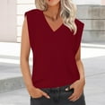 thumbnail image 2 of Lovskoo Summer Tops for Women 2024 Tank Tops V Neck Sleeveless Solid Color Sling Tops Blouse Burgundy, 2 of 7