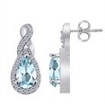 thumbnail image 6 of 0.35 Carat 8x6MM Pear Aquamarine and Diamond Swirl Earrings In 10k White Gold, 6 of 6
