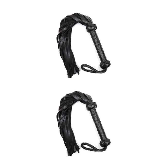 Greeniant Látigo para montar a caballo, mango de cuero Artificial profesional, para azotar caballos, accesorio de entrenamiento, látigos negro 2piezas