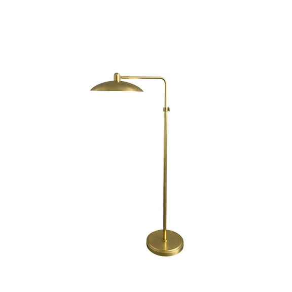 House of Troy Ridgeline natural brass adjustable floor lamp with metal dome shaped shade