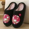 thumbnail image 3 of Memory Foam Christmas Slippers for Women Warm House Winter Slides Xmas Indoor Outdoor Slip on Shoes, 3 of 7