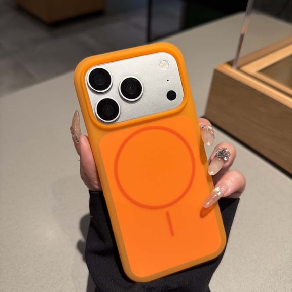 Magnetic Case for iPhone 15 Pro Max, Compatible with MagSafe Silicone Cover, Slim Lightweight Shockproof Anti-Scratch Protective Phone Case - Orange