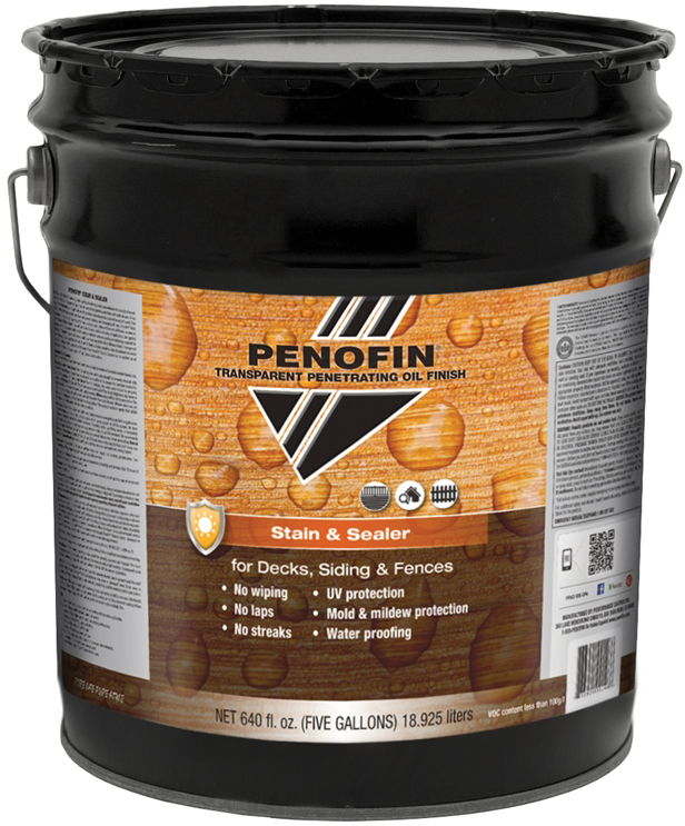5 gal Penofin FSSTR5G Redwood Stain & Sealer Transparent Penetrating Oil Finish Stain & Sealer