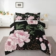 thumbnail image 3 of Manfei Retro Rustic Flower Queen Comforter Set,Natural Plant Bedding Sets,Pink Black Bedding Comforter Set For Girls Boys,Super Cozy Room Decor Reversible,3 Pieces, 3 of 9