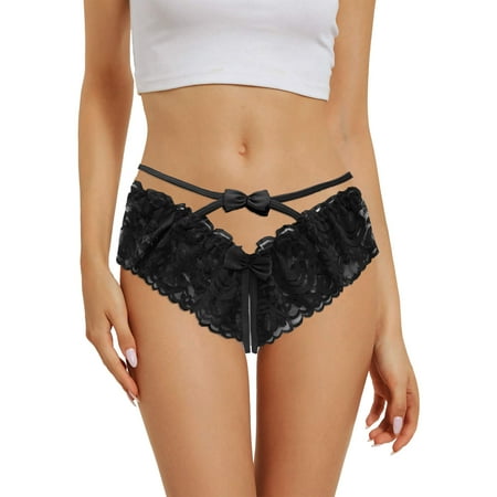 

WZHKSN Female Lace Panty Black Basic Briefs 1-Pack