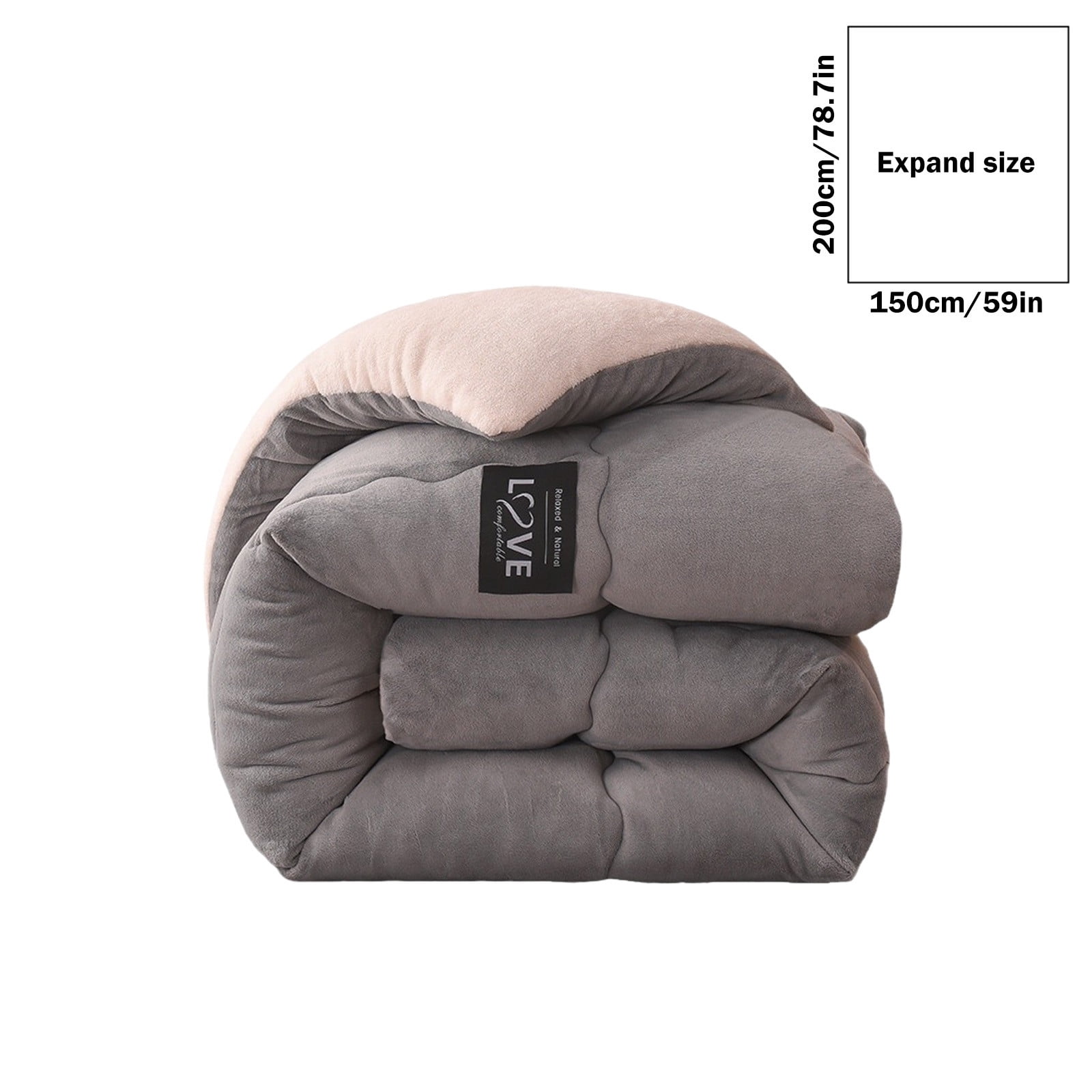 Kezqiaxn Thickened Comforter Clearance, 150x200cm Milk Fleece Full Size Comforters Winter Quilt Doubles Lightweight Quilt Bed Thick Blankets Warm Cotton Quilt for Camping/Bedroom/All Season Gray