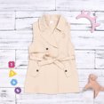 thumbnail image 4 of MXIEZI Baby Girls V-Neck Trench Coat Spring Fall Sleeveless Button Windbreaker Jacket Vest Dress Coats for 2-7T, 4 of 8