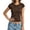 F-700Coffee, variant on Women's T Shirts Short Sleeve Round Neck Polka Dot Print Slim Fit Lightweight Comfortable Cropped Top For Casual Daily Wear,Beige,M