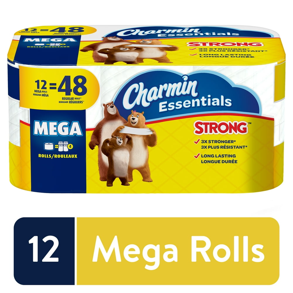 Charmin Essentials Strong Toilet Paper, 12 Mega Rolls