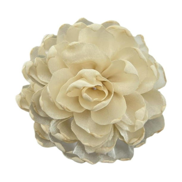 Broche de flores para solapa, hecho a mano, para mujer, con flor para el pelo, para boda. beige