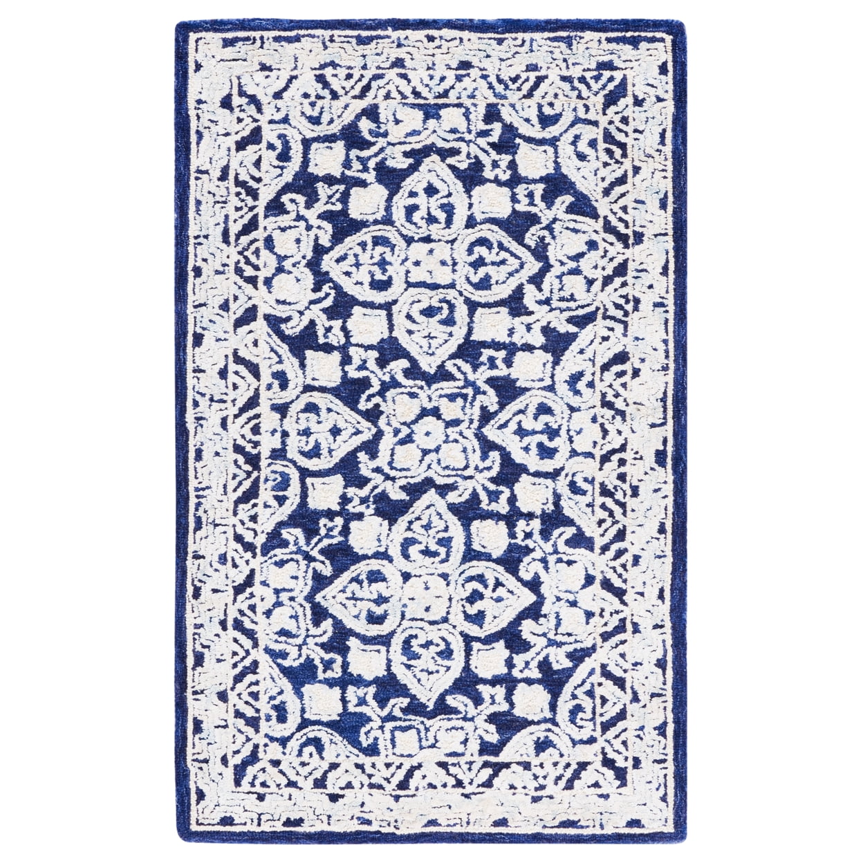SAFAVIEH Aspen Cabrail Floral Bordered Area Rug, Navy/Ivory, 4' x 6'