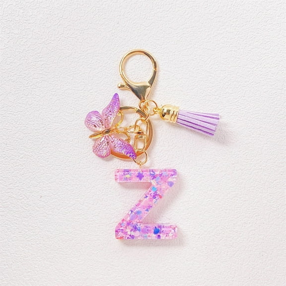 Kumdkd Initial Keychain for Women Girls, Initial Letter Keychains with Pink Tassel, Charms for Key Handbag Backpack