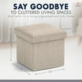 thumbnail image 2 of Ornavo Home 1 Pack Small Storage Ottoman Foldable Collapsible Cube Square Linen Ottoman Foot Rest Stool Seat, for Living Room, Bedroom, Home Office, Dorm - 12 x 12 x 12, Beige, 2 of 7