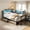 Gray, variant on Bellemave Corner Bed with Desk, Twin Size Metal Platform Bed with 2 Drawers & Bookcase, Twin Daybed Frame with LED Light, Charging Station, Storage Shelves for Kids Teens Adults, White