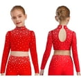 thumbnail image 1 of Doomiva Kids Girls Sparkly Tank Vest Shiny Rhinestone Lyrical Performance Costume Jazz Ballet Dance Crop Tops Red 10, 1 of 7