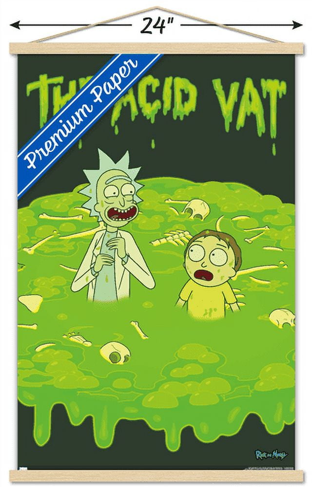 Rick And Morty - Acid Vat Wall Poster with Wooden Magnetic Frame, 22.375" x 34"