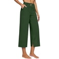 thumbnail image 3 of FENGGHAO Women's Casual Pants Front Style Back Elastic Waist Wide Leg Crop Pants Loose Fit 7/8 Length Trousers For & Daily Wear, 3 of 6