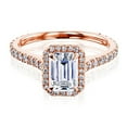 thumbnail image 2 of Kobelli 14k Gold Emerald Cut Moissanite Halo Engagement Ring GH/VS, DEF/VS, 2 of 5