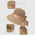 thumbnail image 5 of HONHUZH Summer Hats Womens Crochet Bucket Sun Hat With Bow Wide Brim Breathable Summer Beach Cap, 5 of 7