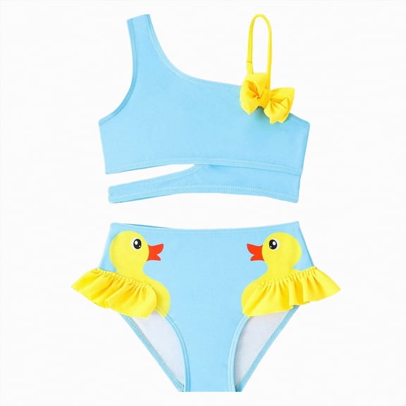 mgoYE Girl Swimsuits 5t Baby Toddler Girl Swimsuit Infant One Piece Bathing Suits Summer Beach Swim Suit for Girls(Sky Blue,4-5 Years)