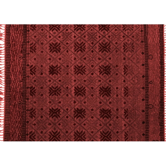 Ahgly Company Indoor Rectangle Abstract Red Modern Area Rugs, 5' x 7'