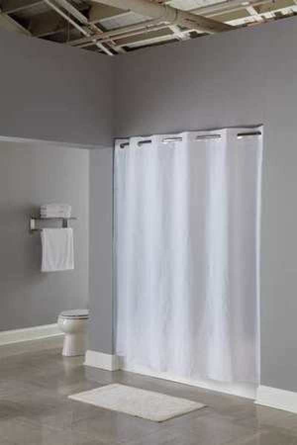 HOOKLESS HBH16SND0174 Shower Curtain, PEVA, White, 71 in W, 74 in L