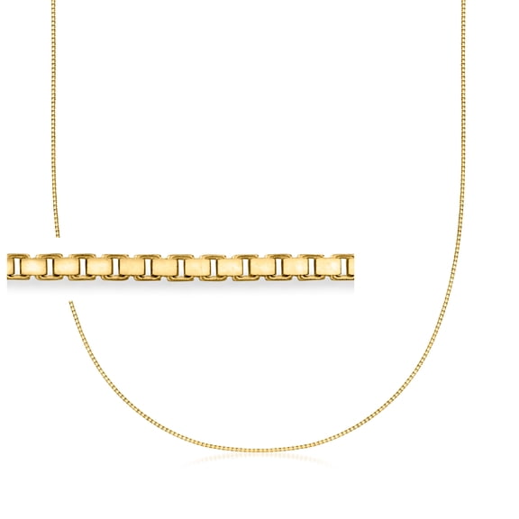 Ross-Simons 1mm 10kt Yellow Gold Box-Chain Necklace, Women's, Adult
