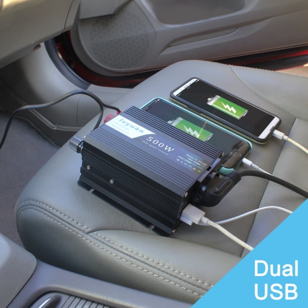 Seitruly Inversor de corriente para coche 500W, convertidor de voltaje Interior automotriz electrónico, adaptador de enchufe, profesional de emergencia Electrónica miscelánea Reino Unido