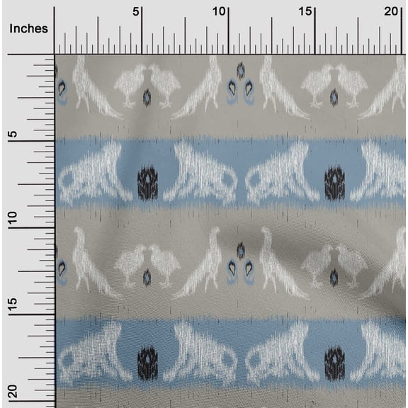 oneOone Cotton Silk Fabric Stripe|Bird & Monkey Ikat Print Fabric By The Yard 42 Inch Wide
