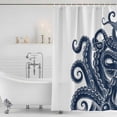 thumbnail image 3 of Navy Blue Octopus Shower Curtain, Waterproof Shower Curtains for Bathroom, Coastal Ocean Animals Nautical Washable Fabric Bathtub Curtain Set Bath Decor with 12 Hooks Standard 72"x72", 3 of 8