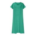 thumbnail image 5 of Ladies Long T-Shirt Dress, Short Sleeve Elegant Flowy Maxi Dresses, Loose Comfy Solid Color A-Linen Beach Vacation Dresses Woman Summer Dress Green M, 5 of 5