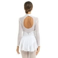 thumbnail image 2 of iiniim Women's Sheer Mesh Shiny Rhinestones Figure Ice Skating Dress Long Sleeves Ballet Dance Leotard, 2 of 7