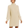 thumbnail image 2 of XINQIHANG Femmes Col Roulé Longue Lanterne Manches Décontractée Surdimensionné Robe Pull Doux Robes d'Hiver, 2 of 4