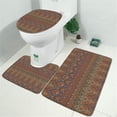 thumbnail image 2 of Orange Boho Ethnic Paisley Pattern Bathroom Rugs Sets 3 Piece,Toilet Cover Set,Absorbent Non Slip Bathroom Mats Sets with U-Shaped Contour Rug Toilet Rug Set, 2 of 5