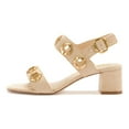 thumbnail image 2 of YDN Women Open Round Toe Cutout Studded Sandals Buckle Strap Low Chunky Heels Comfortable Outdoor Dressy Shoes Size 9.5 Gold, 2 of 4
