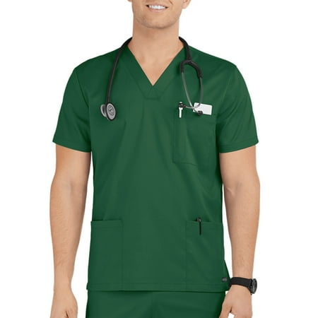 

CHMORA Scrubs for Men V-Neck Top Workwear Professionals Soft Stretch(Green M)