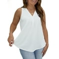 thumbnail image 2 of OmicGot Womens Plus Size Sleeveless Tops V Neck Blouses Tunics, White 1X, 2 of 5