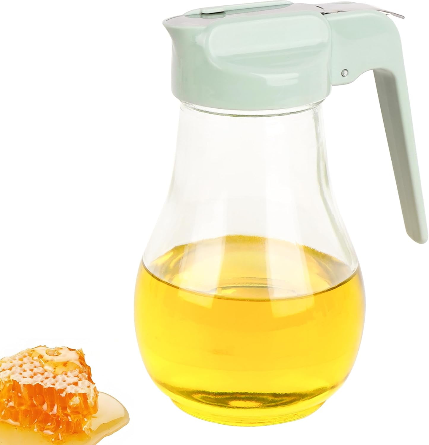 ABCISI 13.5 Oz Syrup Dispenser, No-Drip Pourers for Maple Syrup, Oil Dispenser Bottle with Non-Slip Handle, Honey Jar & Sirop Container, Reusable Syrup Bottle for Kitchen (Yellow)