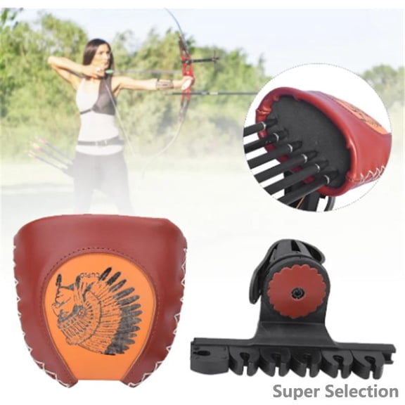 Leather Arrow Quiver With Quick Lock Bracket, Strap-On 4 Or 6 Arrow Holder For Recurve Bow & Longbow, Traditional Hunting Archery Quiver, Bow Hunting Accessories