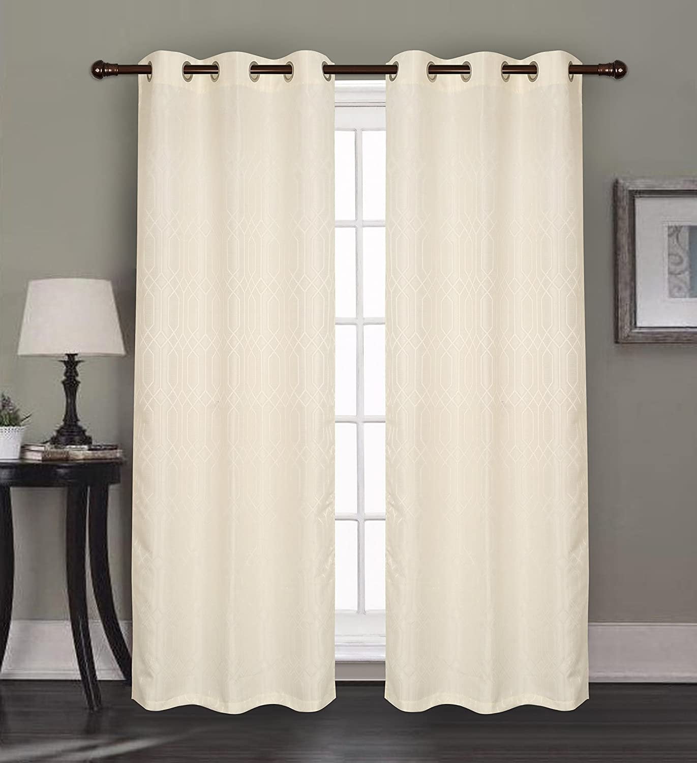 Oakley Jacquard 76 X 84 In Grommet Curtain Panel Pair Ivory Set Of 2 Walmart Com