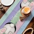thumbnail image 3 of Easter Bunny Table Runner - 60 Inch Long Eggs Cute Rabbit Floral Colorful Country Wooden Cotton and Linen Blended Dress Scarves Farmhouse Table Runner for Kitchen Dining, Coffee Table, 13" x 60", 3 of 8