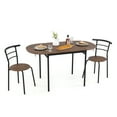 thumbnail image 1 of Gymax 3 Pcs Foldable Dining Table Set w/ 2 Chairs Industrial Oval Corner Dining Set, 1 of 10