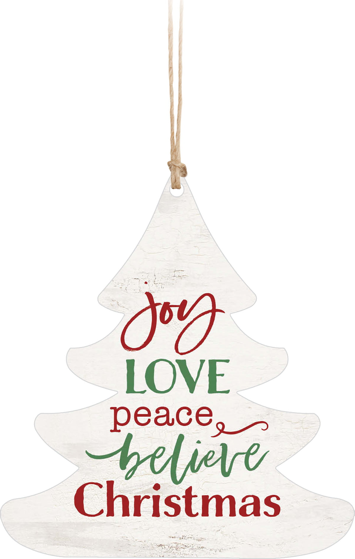 Cottage Holiday Farmhouse Decor Peace Christmas Ornament Set Tree Hanging Decorations by Christmas Market Ornaments 2 Wood Pieces - Peace on Earth & Merry Christmas 