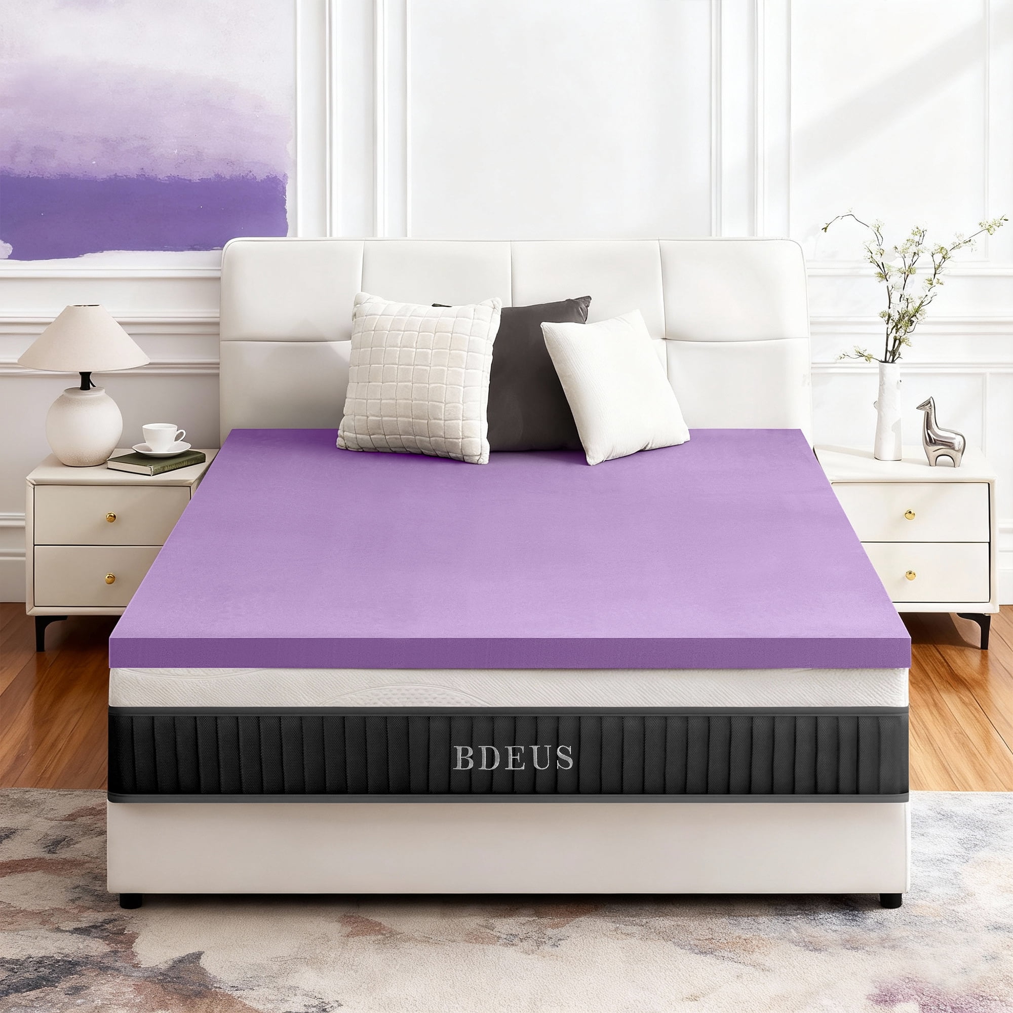 BDEUS 2" Mattress Topper, Gel Memory Foam Bed Topper for Pressure Relief, Twin Size