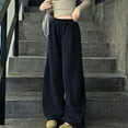 thumbnail image 4 of Ruyang Baggy Sweatpants for Teen Girls Y2K Wide Leg Preppy Athletic Pants Elastic High Waisted Fall Winter School Joggers Winter Clothes, 4 of 5