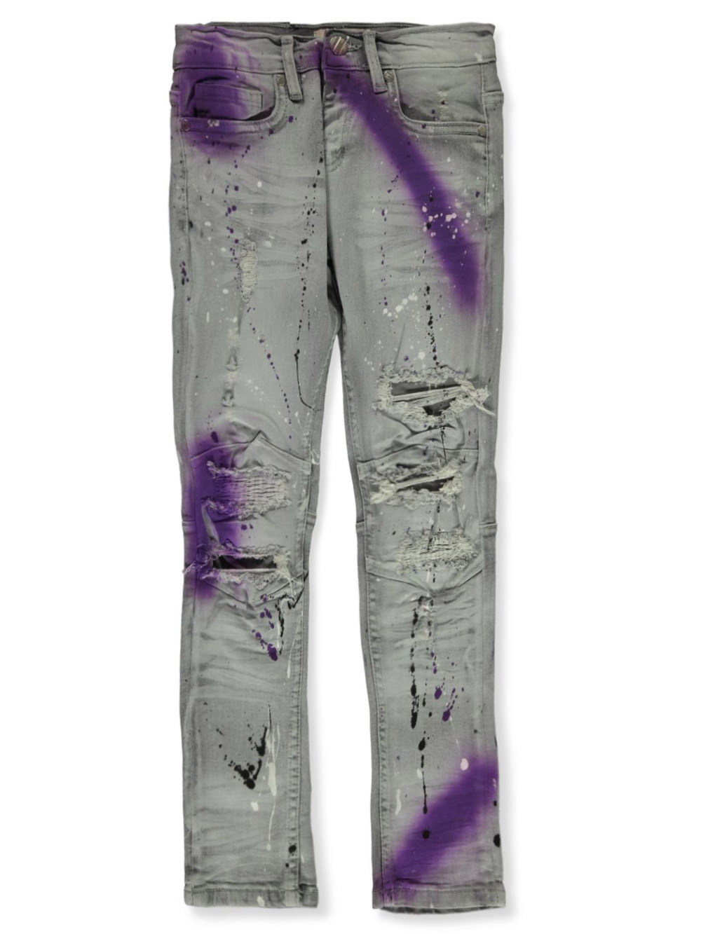 FWRD Boys' Paint Drip Jeans gray/purple, 16 (Big Boys)