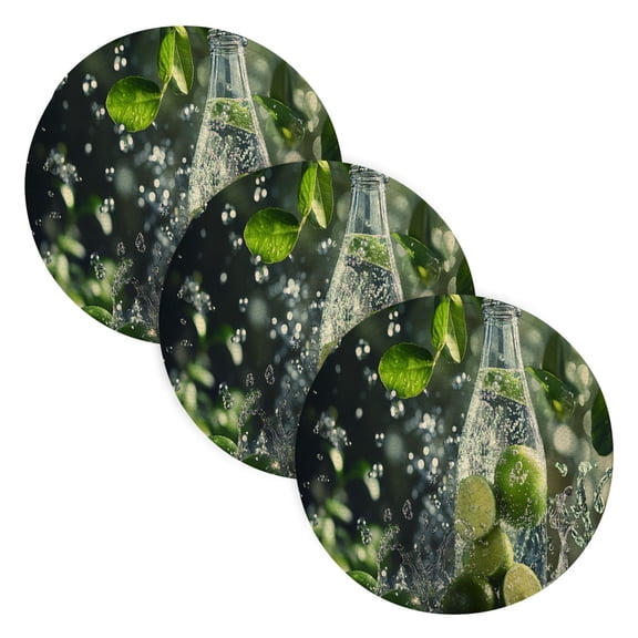 BZSMCE Mats for Pots,Pans Place Ffyy3_a_bottle_of_sparkling_water_is_filled_with_limes_surround_db5d3b7e-589f-4a2a-a434-c10f4597e319 Simple Style Pattern Pot Mats