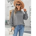 thumbnail image 3 of TEMOFON Womens Long Sleeve Blouse fall shirts Smocked tops Crew Neck Ruffle Lantern Sleeve 2024 fall Casual Loose Cuffs clothes gray, 3 of 4