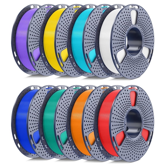 Paquete de Filamento PLA de 250 g, Paquete de 1,75 mm, Filamento para impresora 3D SUNLU cuidadosamente enrollado, Envasado al vacío individualmente, Carrete de 250 g, 8 rollos, Blanco+Rojo+Naranja+Am